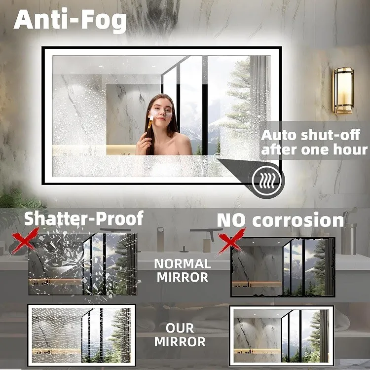 Rectangular Wall Mirror With Lights